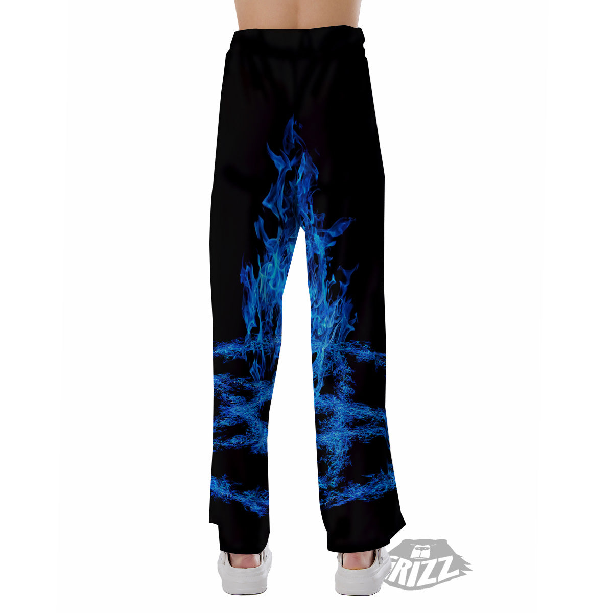 Pentagram Blue Flame Print Pajama Pants-grizzshop