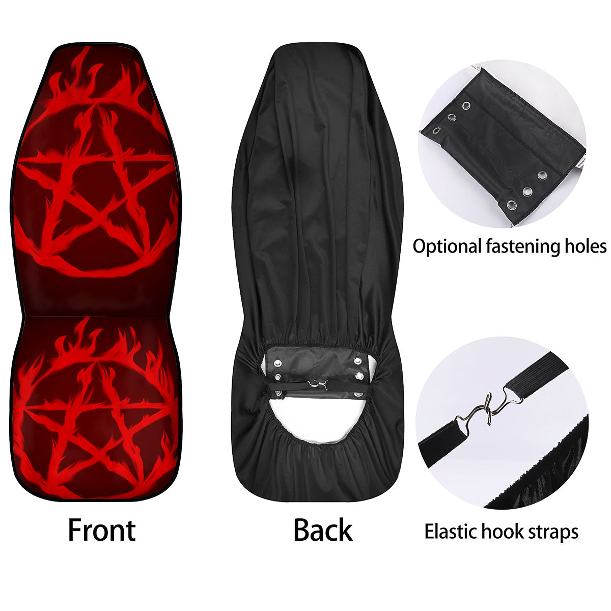 Pentagram Fiery Reversed Print Car Seat Covers-grizzshop