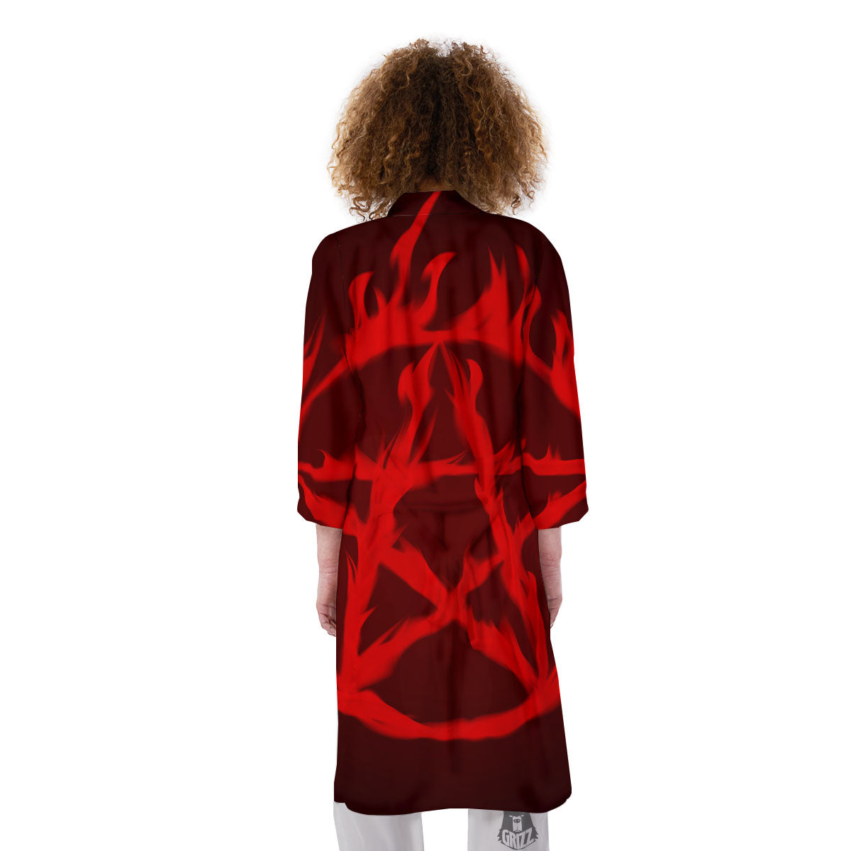 Pentagram Fiery Reversed Print Kimono-grizzshop