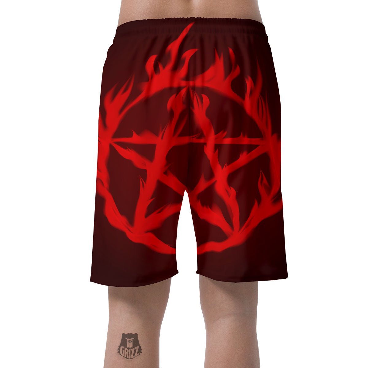 Pentagram Fiery Reversed Print Men's Shorts-grizzshop