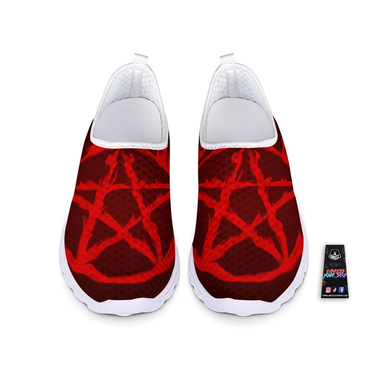 Pentagram Fiery Reversed Print Nurse Shoes-grizzshop