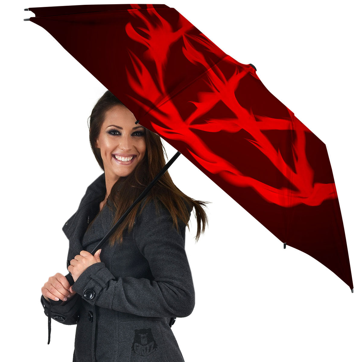 Pentagram Fiery Reversed Print Umbrella-grizzshop