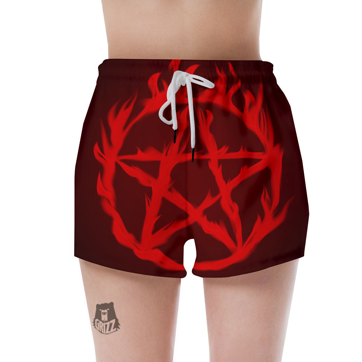Pentagram Fiery Reversed Print Women's Shorts-grizzshop
