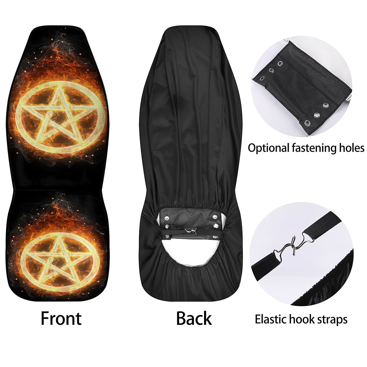 Pentagram Flame Print Car Seat Covers-grizzshop