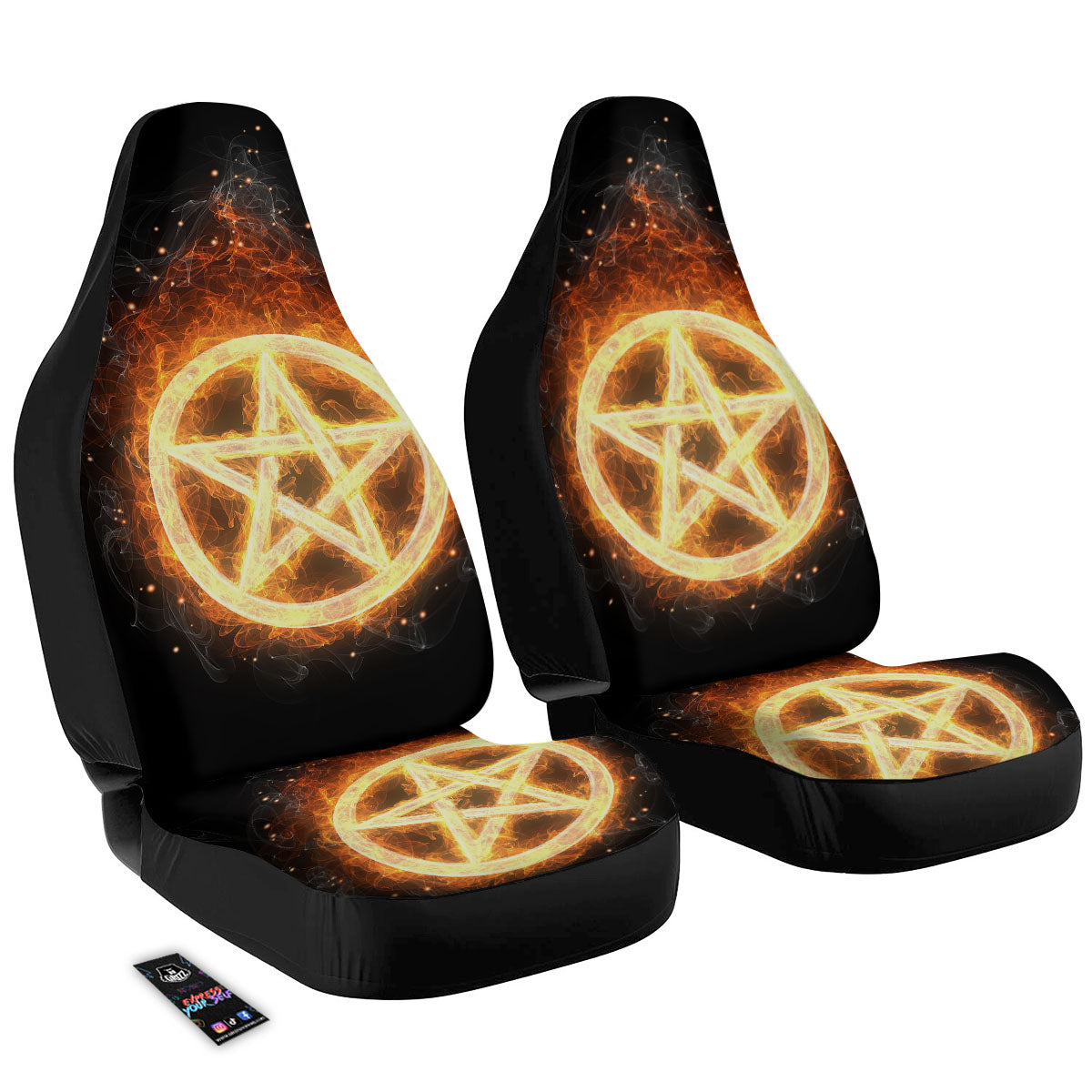 Pentagram Flame Print Car Seat Covers-grizzshop