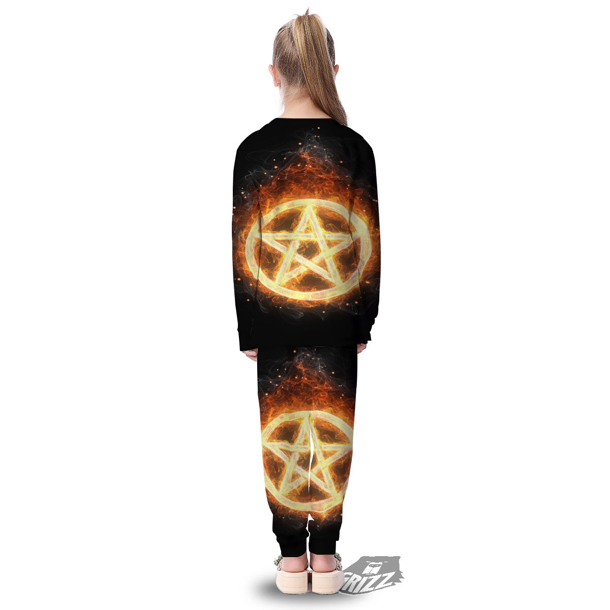 Pentagram Flame Print Kid's Pajamas-grizzshop