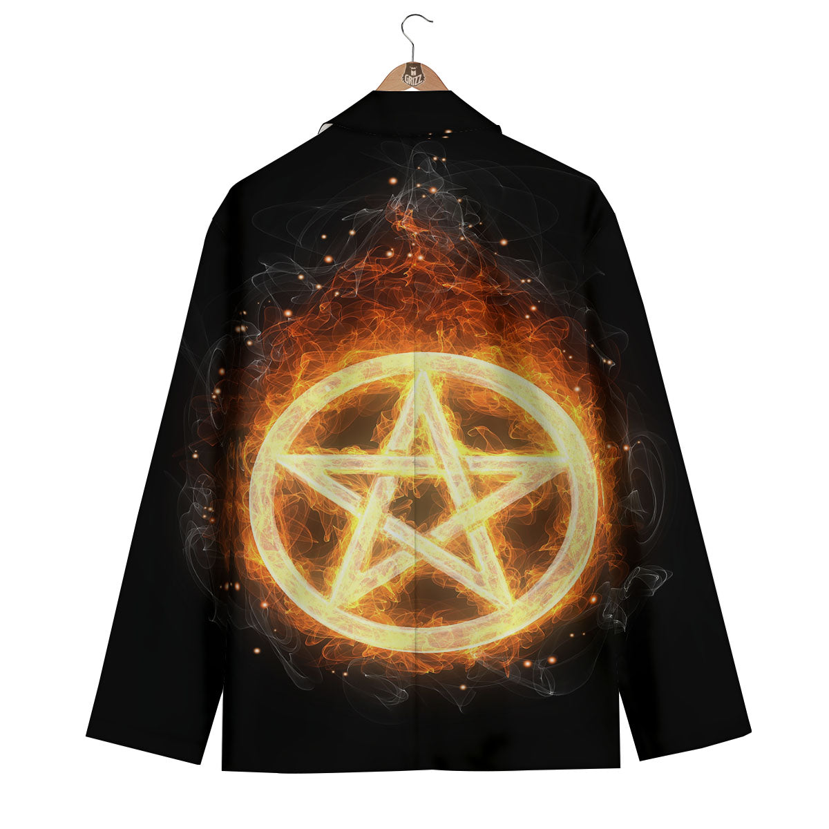 Pentagram Flame Print Men's Blazer-grizzshop
