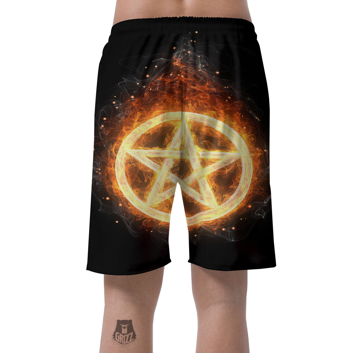 Pentagram Flame Print Men's Shorts-grizzshop