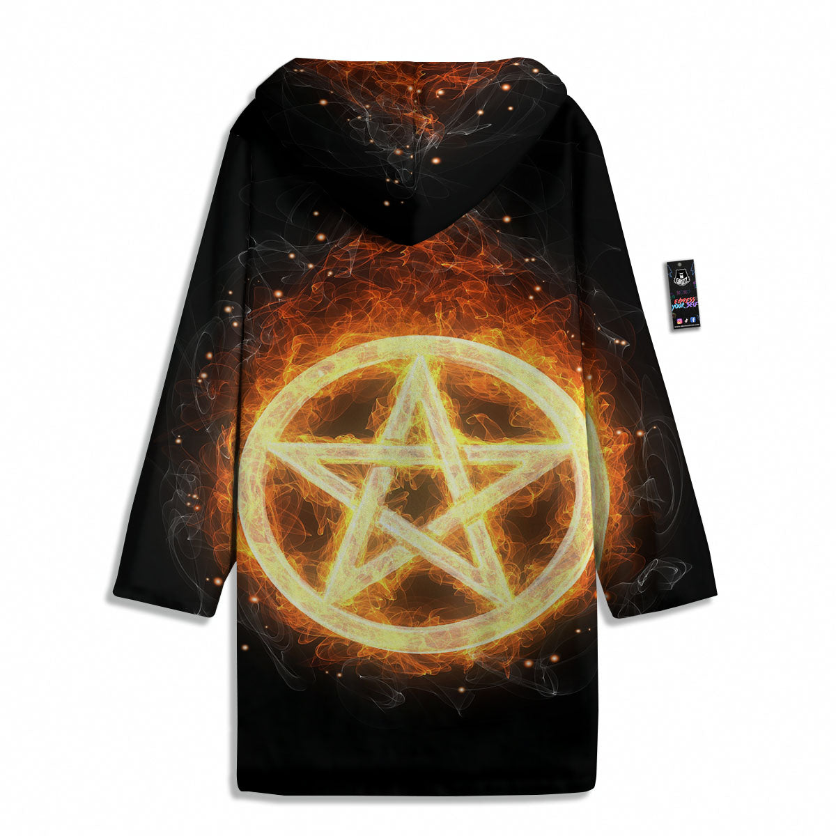Pentagram Flame Print Men's Windbreaker Jacket-grizzshop