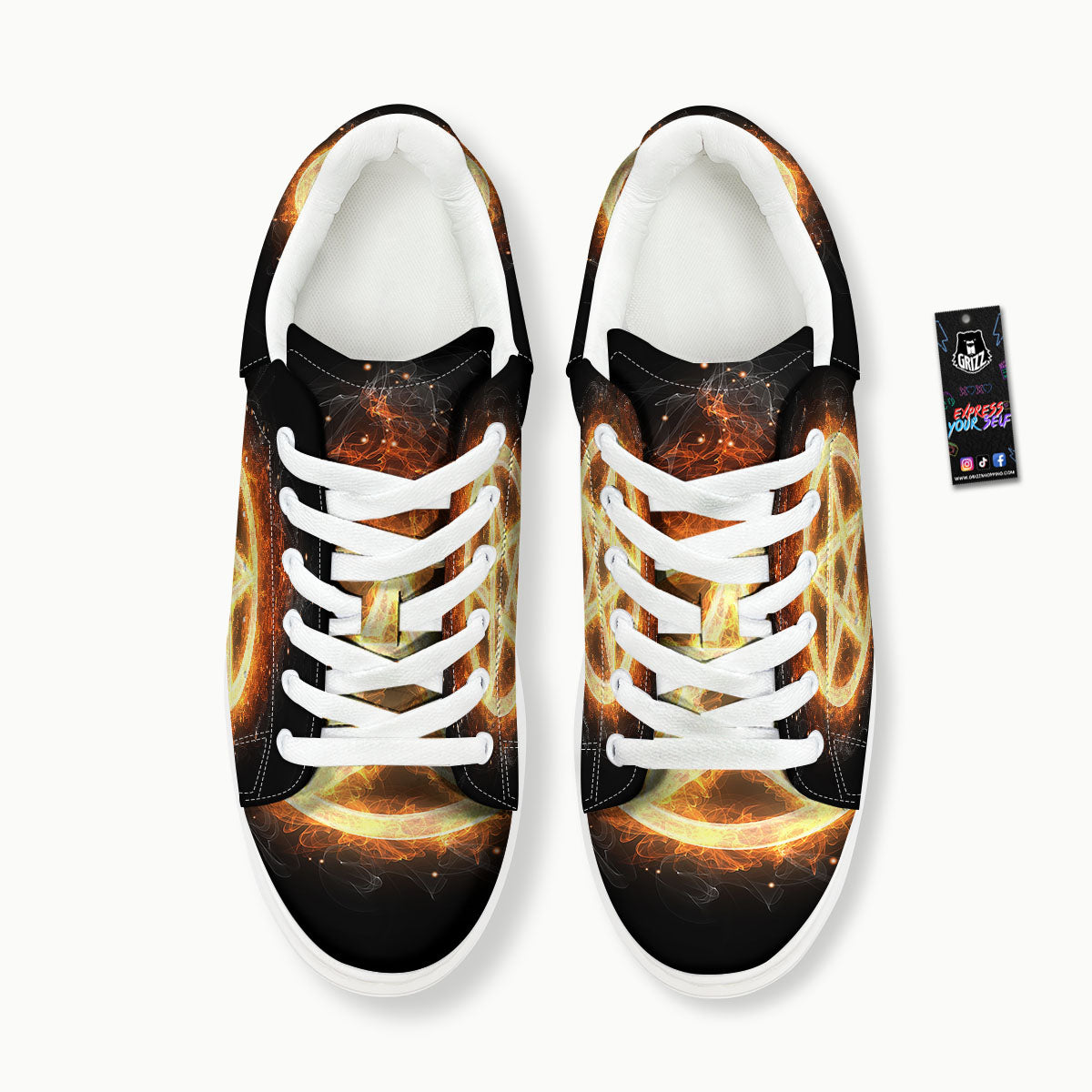 Pentagram Flame Print Platform Shoes-grizzshop