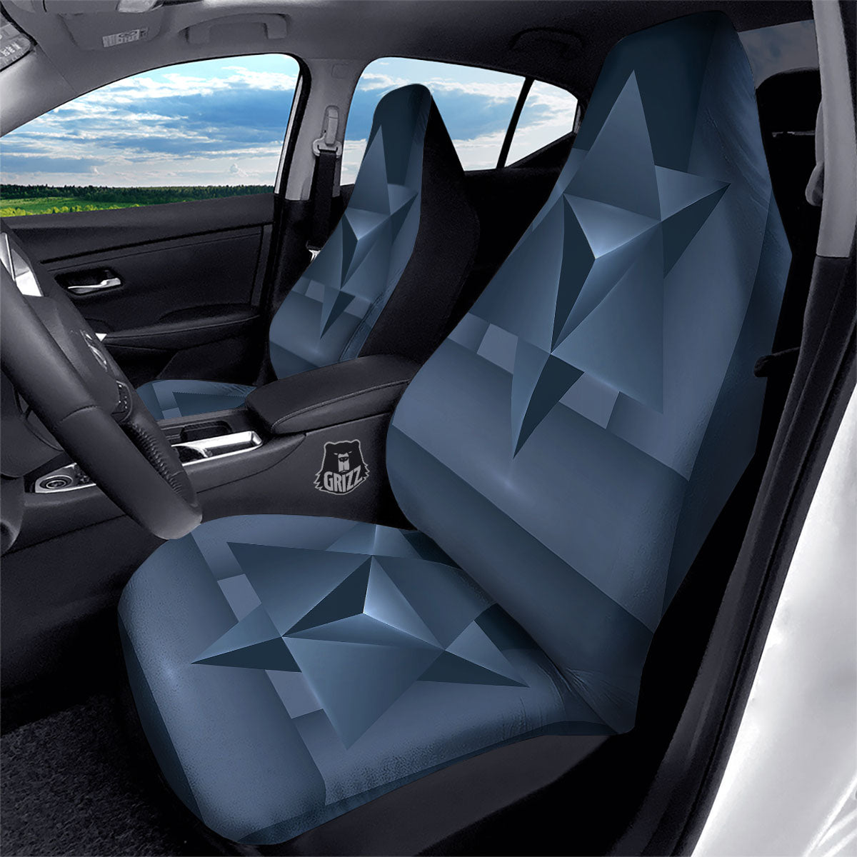 Pentagram Geometric Inverted Print Car Seat Covers-grizzshop