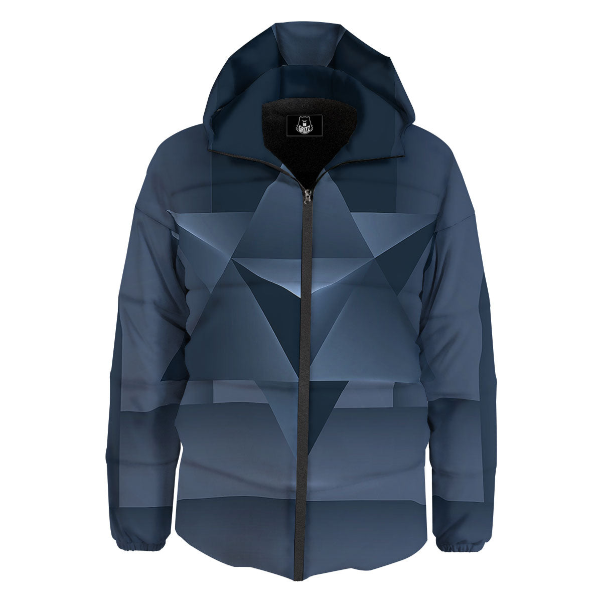 Pentagram Geometric Inverted Print Down Jacket-grizzshop