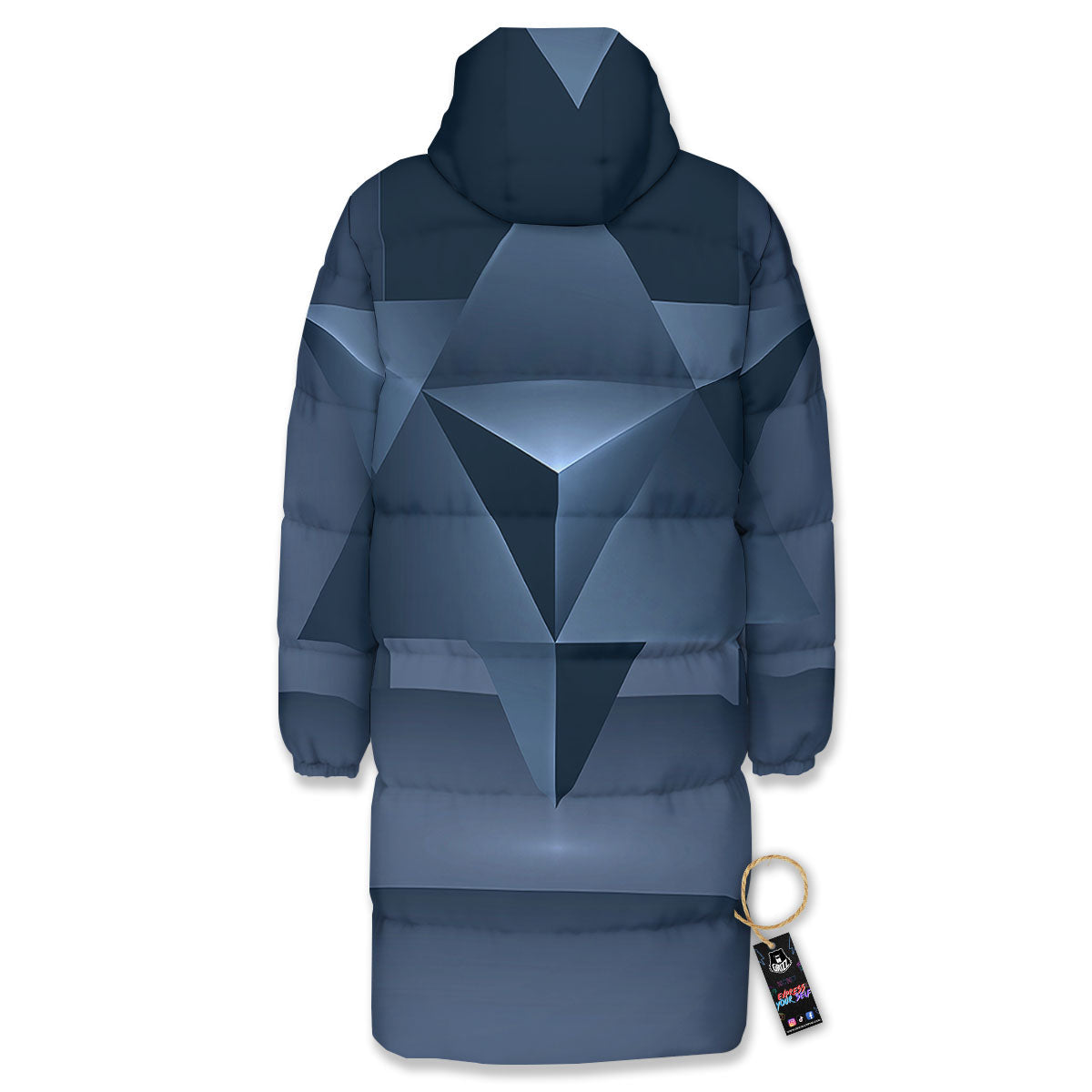 Pentagram Geometric Inverted Print Long Down Jacket-grizzshop