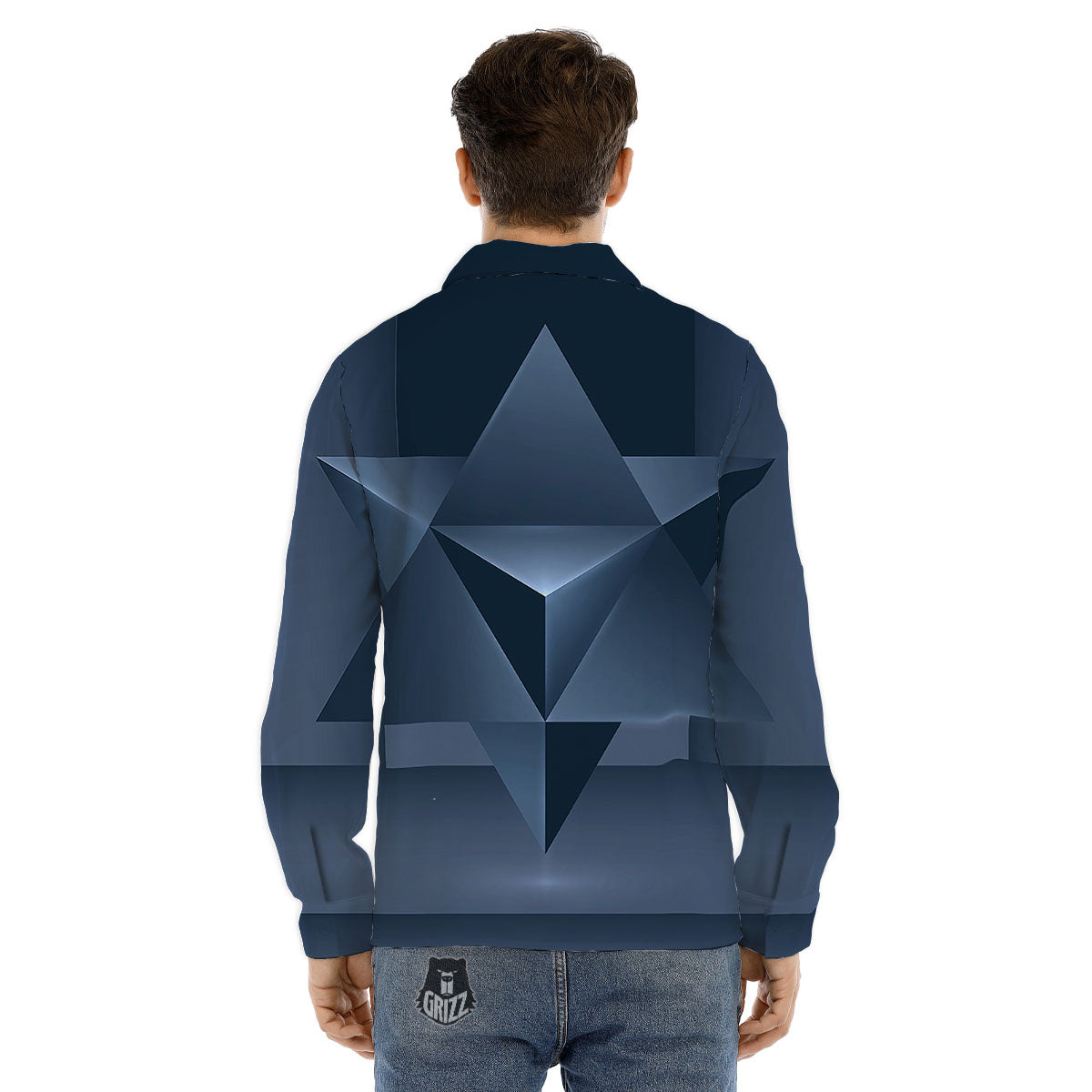 Pentagram Geometric Inverted Print Men's Dress Shirts-grizzshop