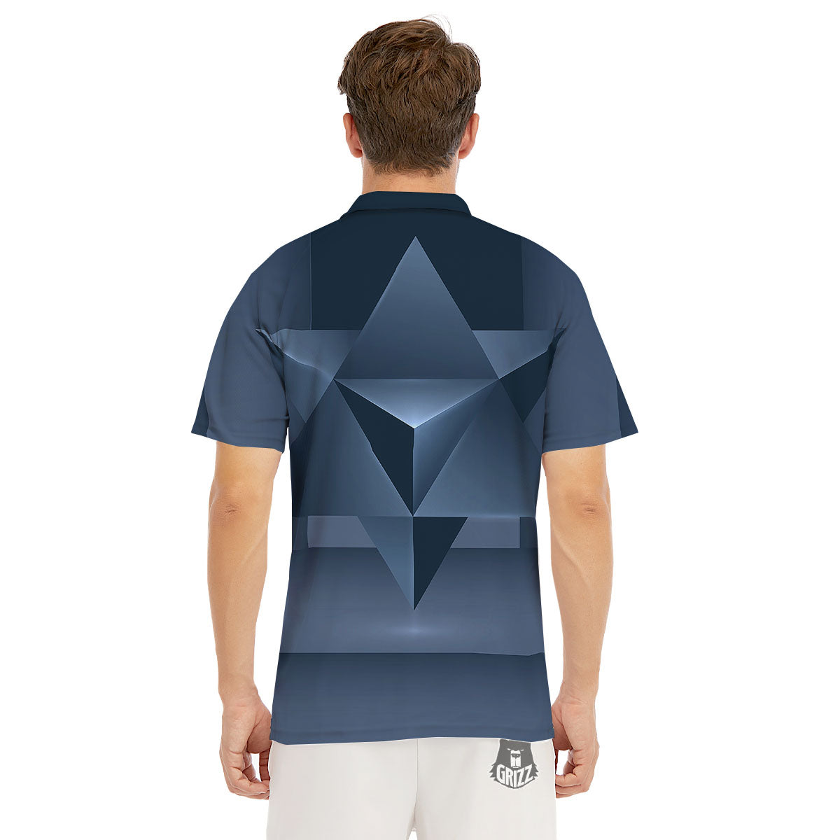 Pentagram Geometric Inverted Print Men's Golf Shirts-grizzshop