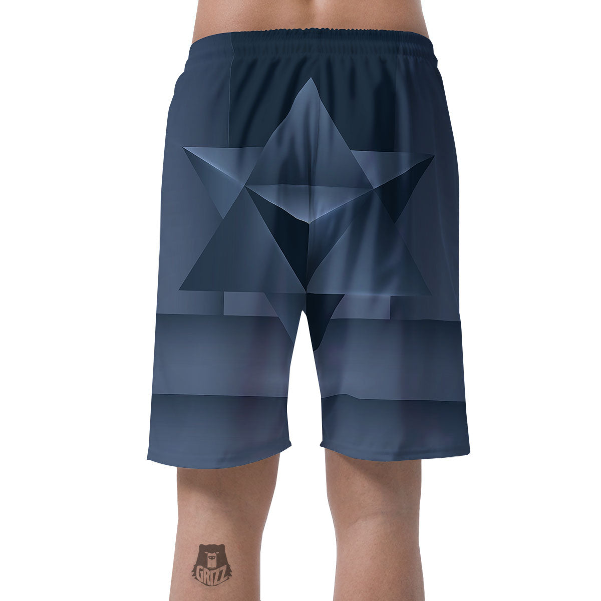 Pentagram Geometric Inverted Print Men's Shorts-grizzshop