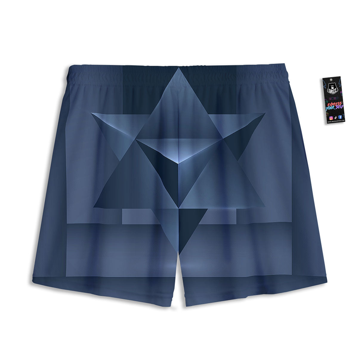 Pentagram Geometric Inverted Print Mesh Shorts