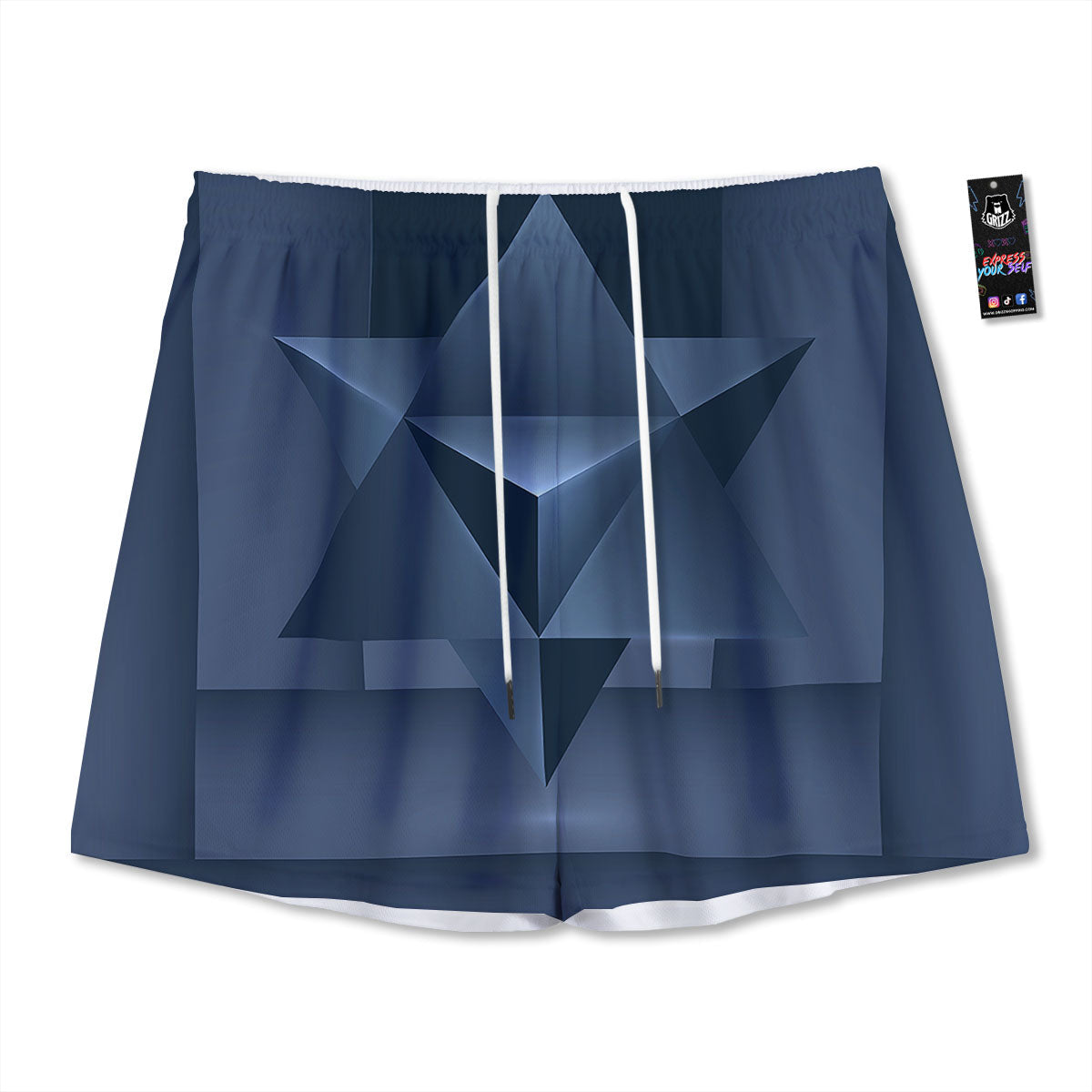 Pentagram Geometric Inverted Print Mesh Shorts
