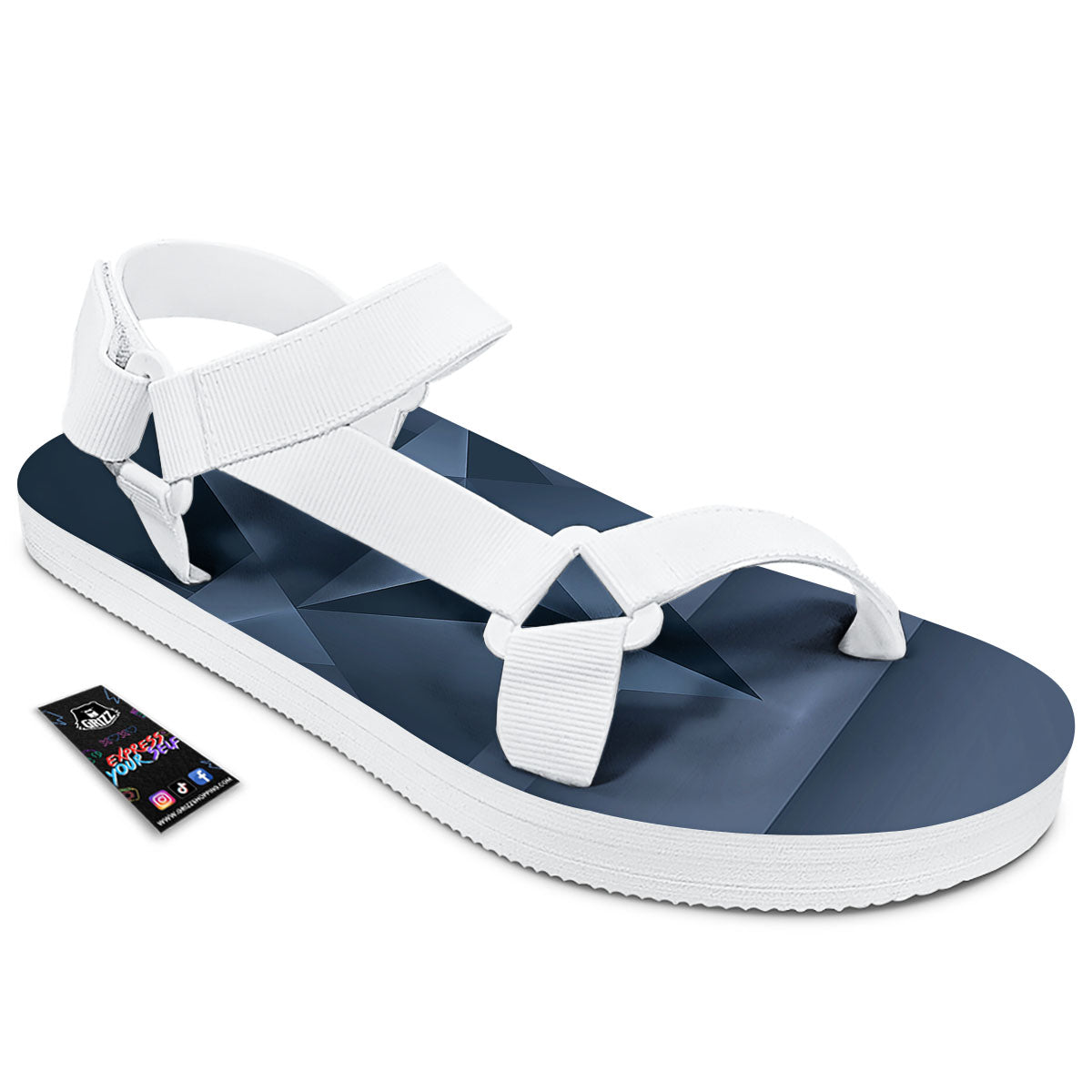 Pentagram Geometric Inverted Print White Open Toe Sandals-grizzshop