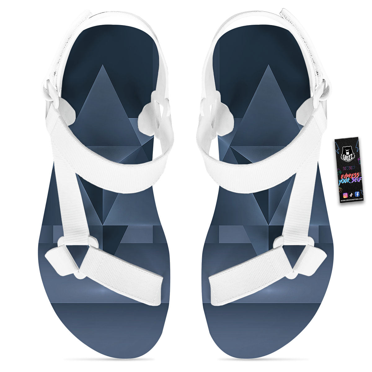 Pentagram Geometric Inverted Print White Open Toe Sandals-grizzshop