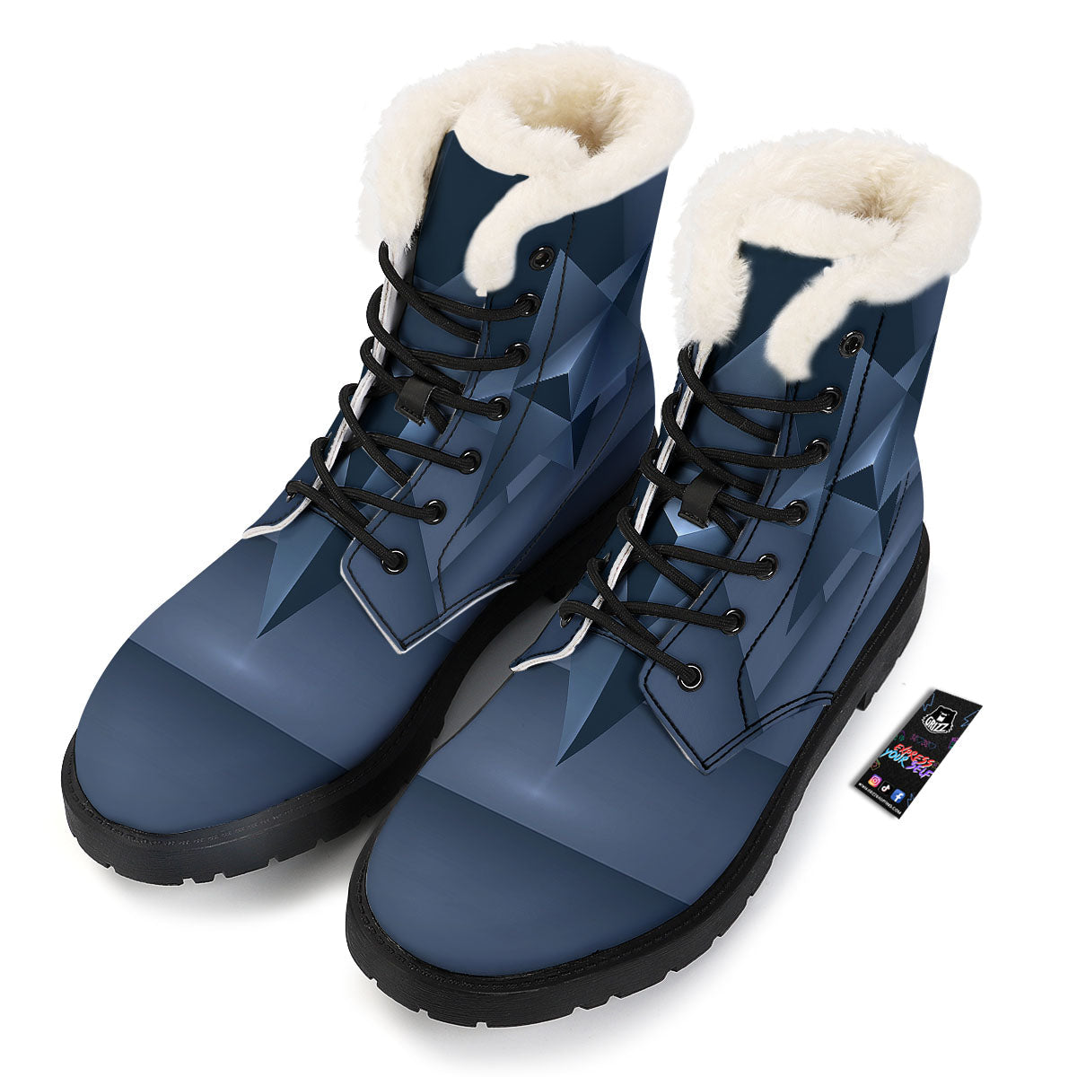 Pentagram Geometric Inverted Print Winter Boots-grizzshop