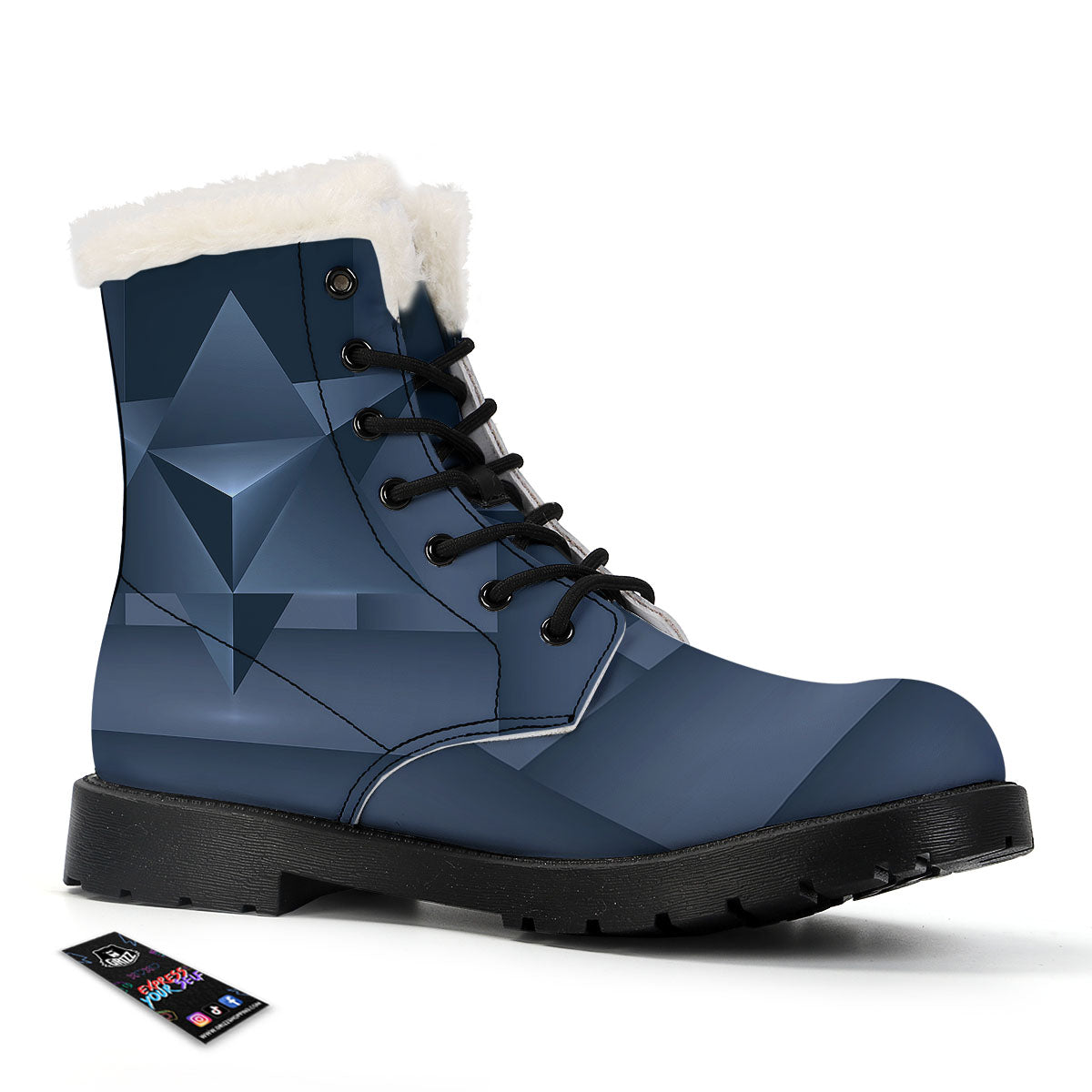 Pentagram Geometric Inverted Print Winter Boots-grizzshop