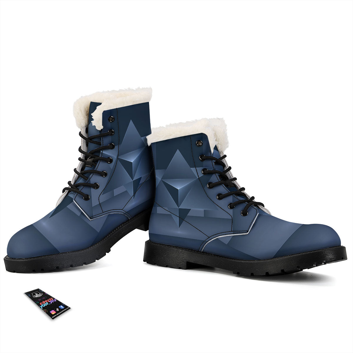 Pentagram Geometric Inverted Print Winter Boots-grizzshop