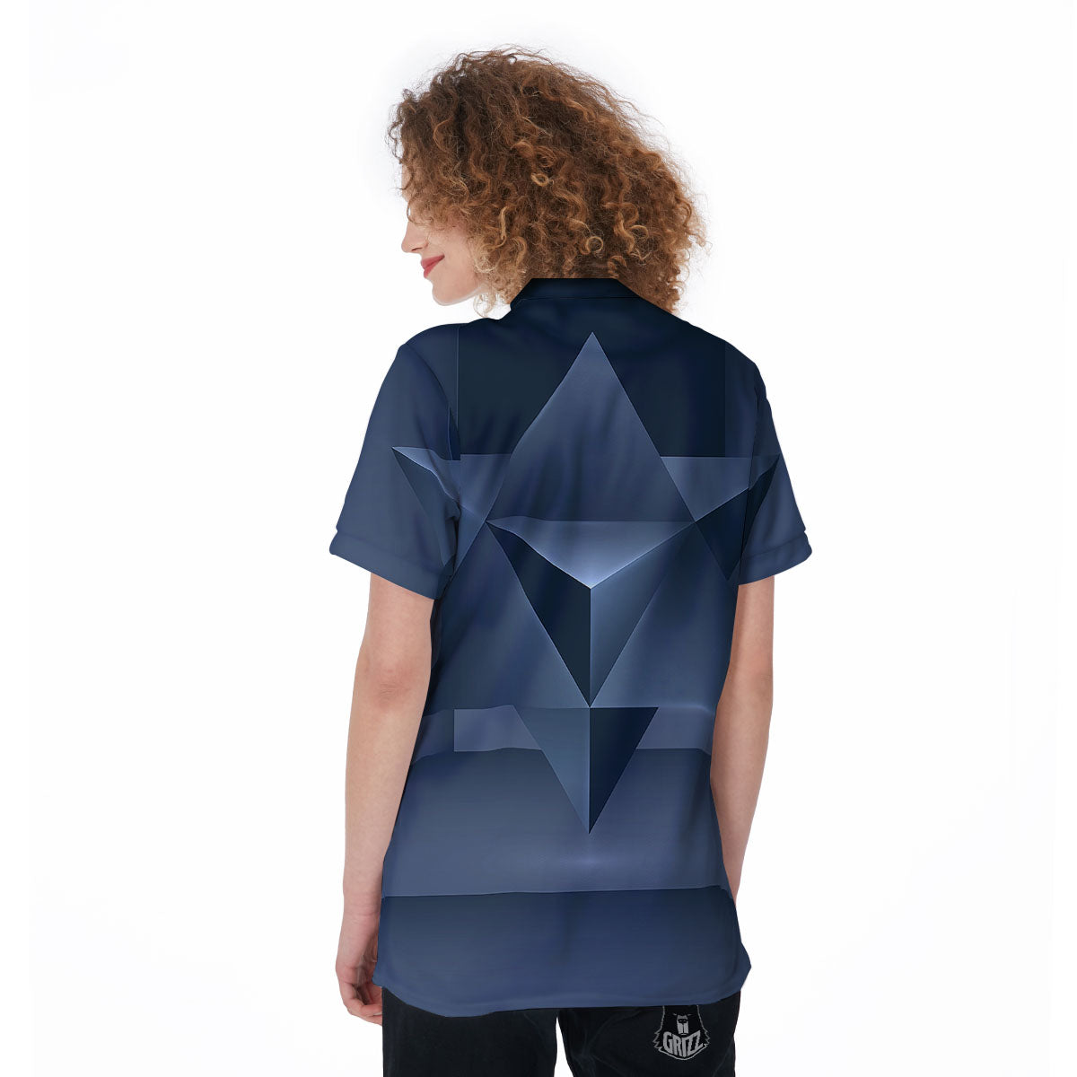 Pentagram Geometric Inverted Print Women's Golf Shirts-grizzshop