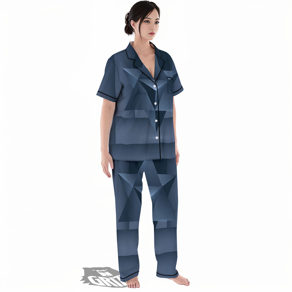 Pentagram Geometric Inverted Print Women's Pajamas Set-grizzshop