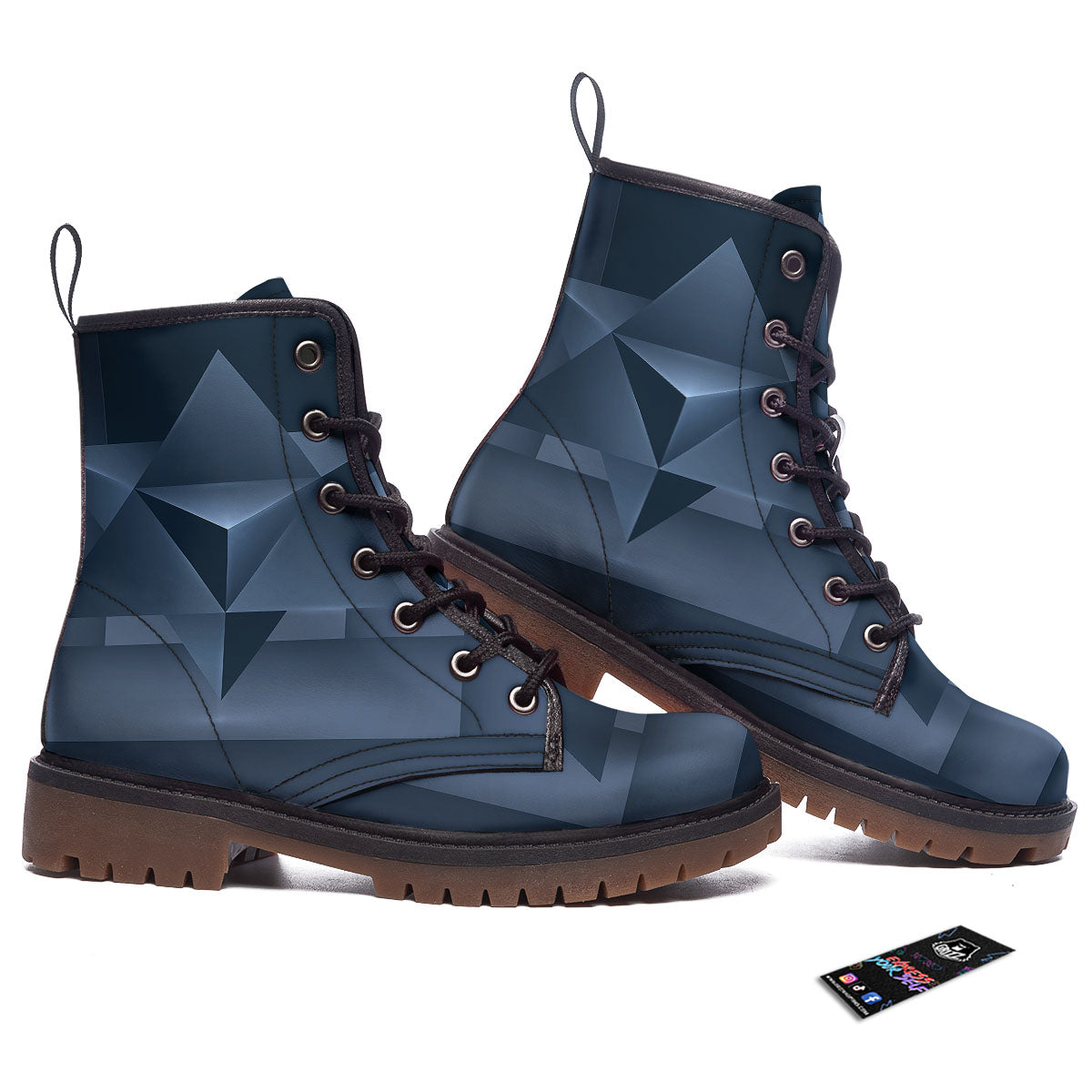 Pentagram Geometric Inverted Print Work Boots-grizzshop