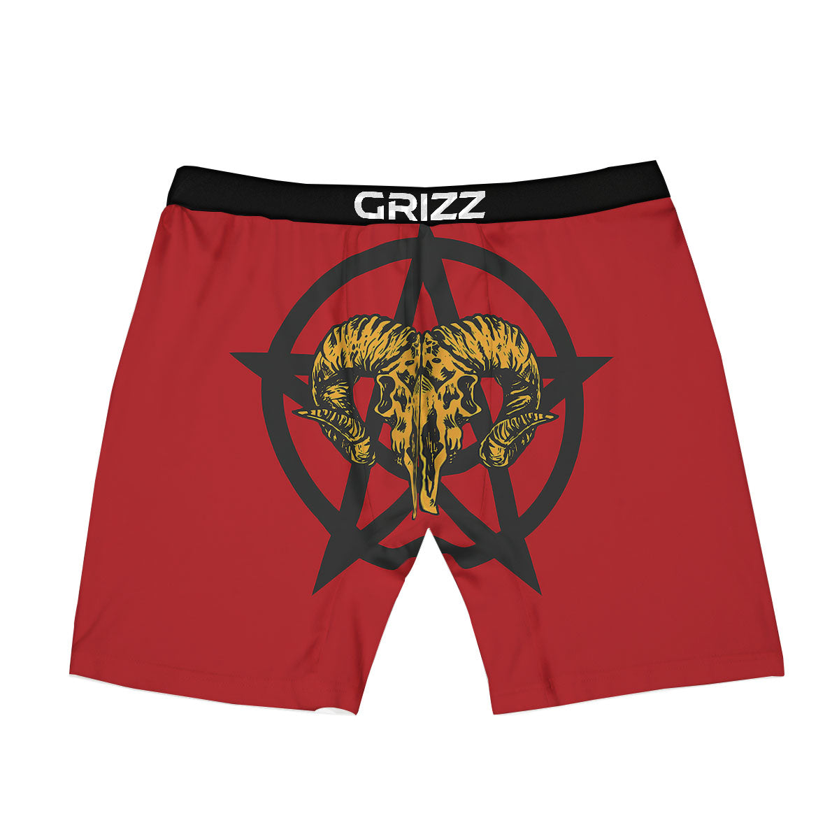 Pentagram Goat Skull Print Boxer Briefs-grizzshop