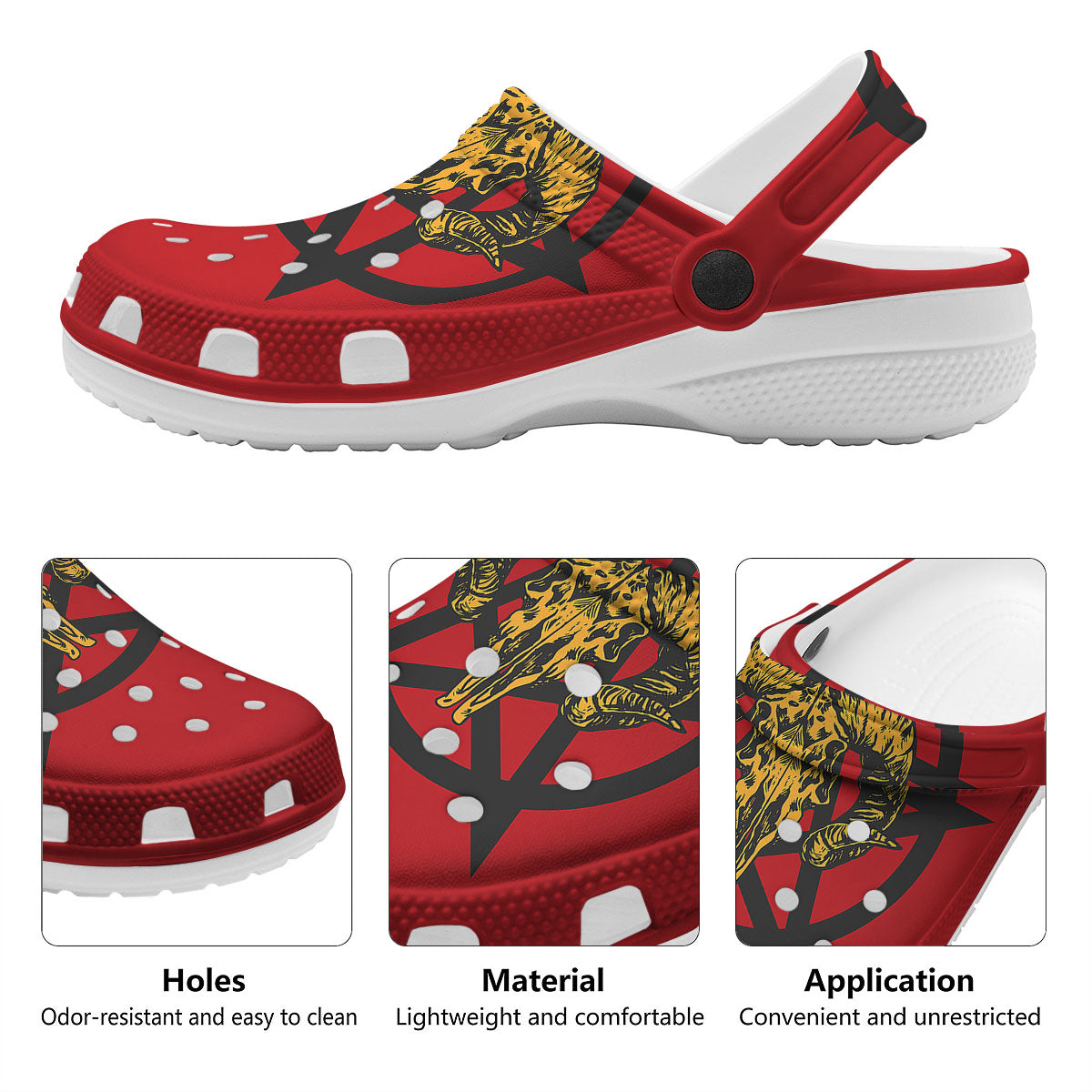 Pentagram Goat Skull Print Clog-grizzshop