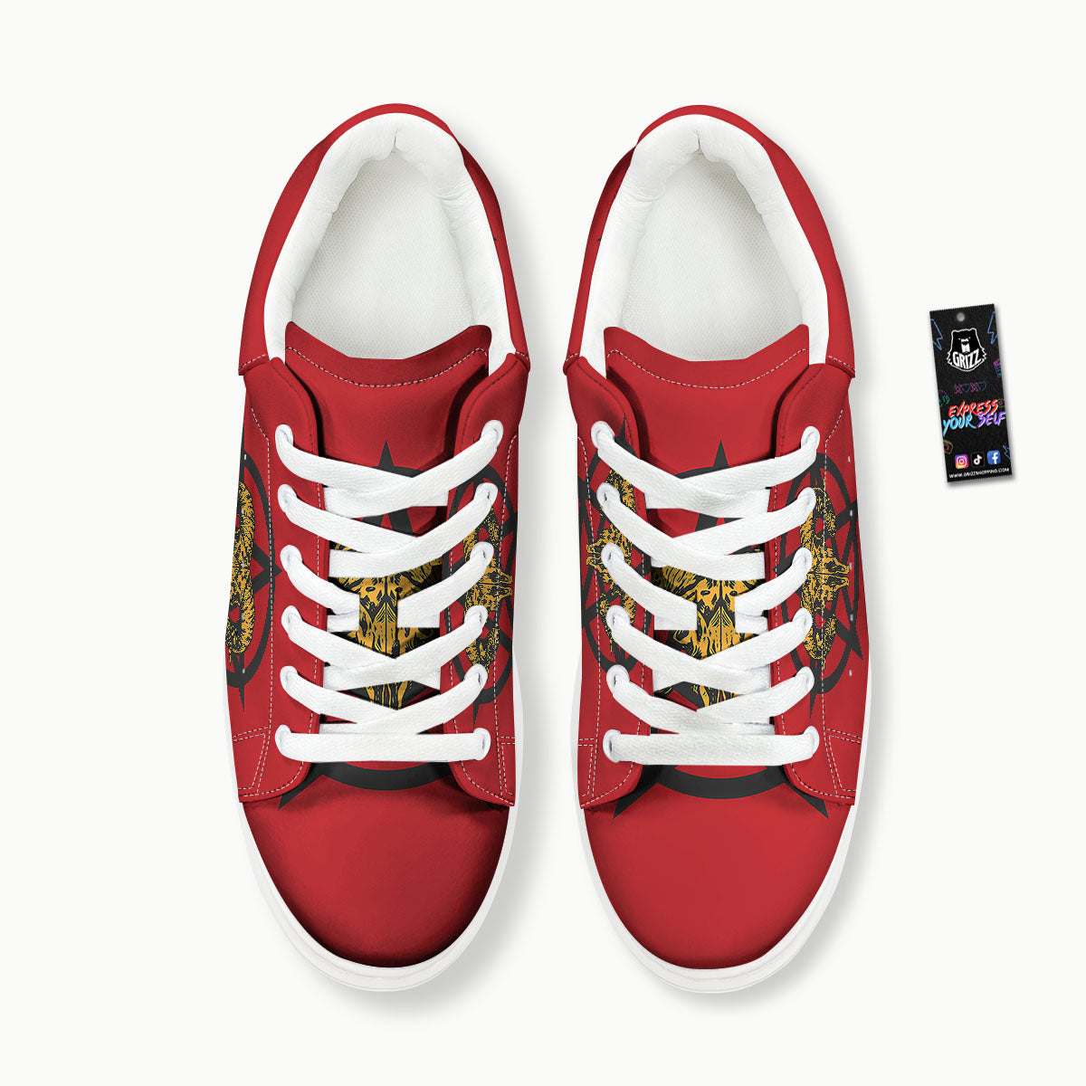 Pentagram Goat Skull Print Platform Shoes-grizzshop