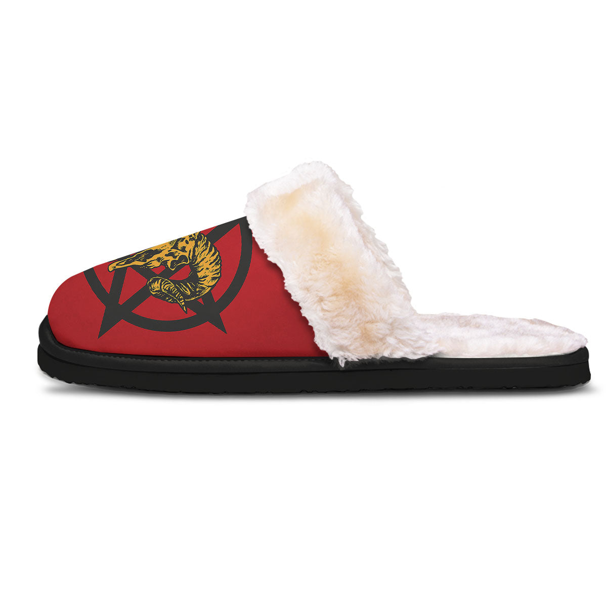 Pentagram Goat Skull Print Slippers-grizzshop