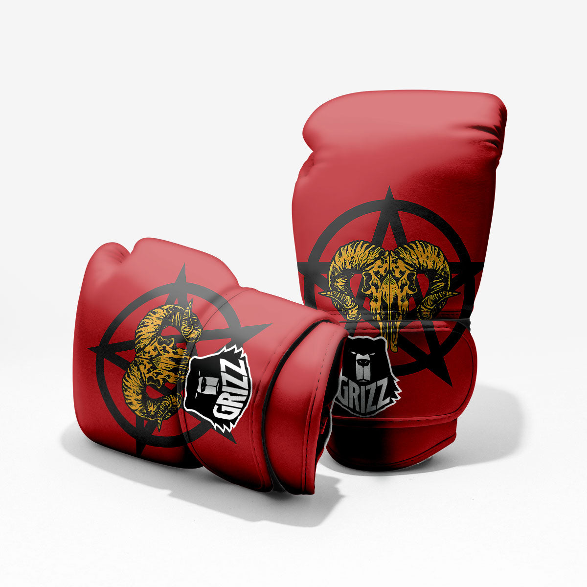 Pentagram Goat Skull Print Pro Boxing Glove
