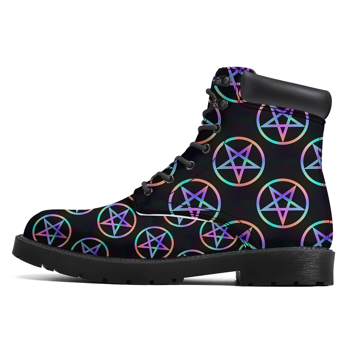 Pentagram Holographic Print Pattern Boots-grizzshop