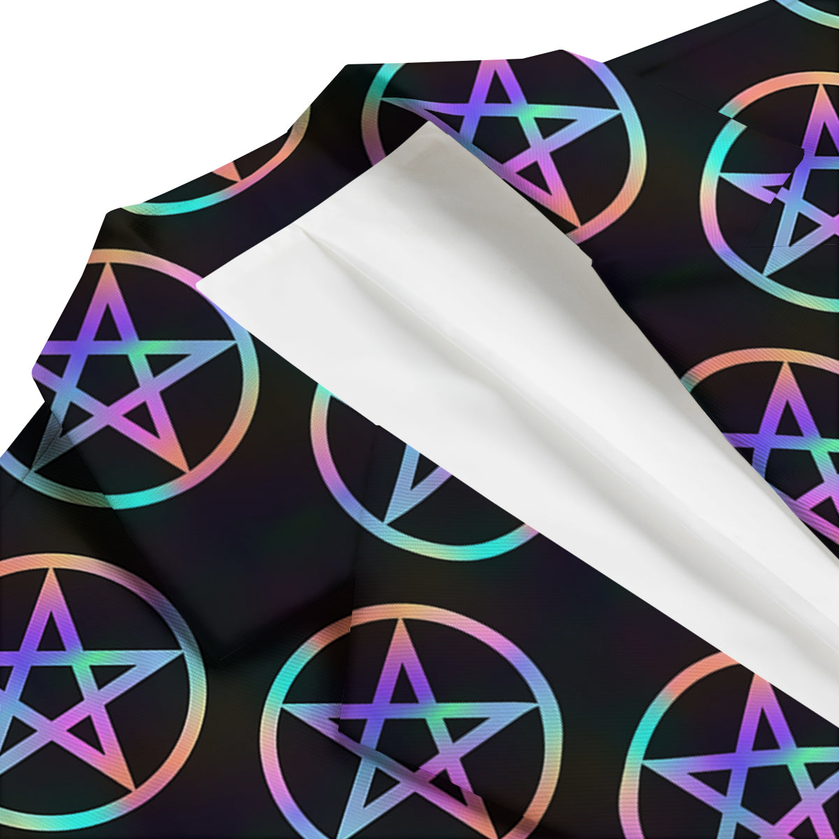 Pentagram Holographic Print Pattern Men's Blazer-grizzshop