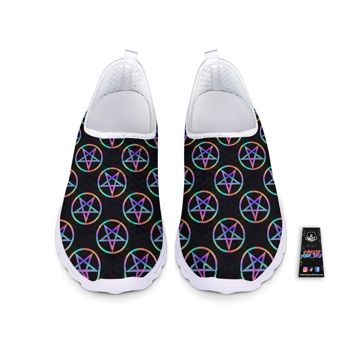 Pentagram Holographic Print Pattern Nurse Shoes-grizzshop
