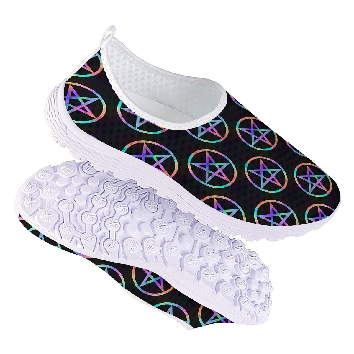 Pentagram Holographic Print Pattern Nurse Shoes-grizzshop
