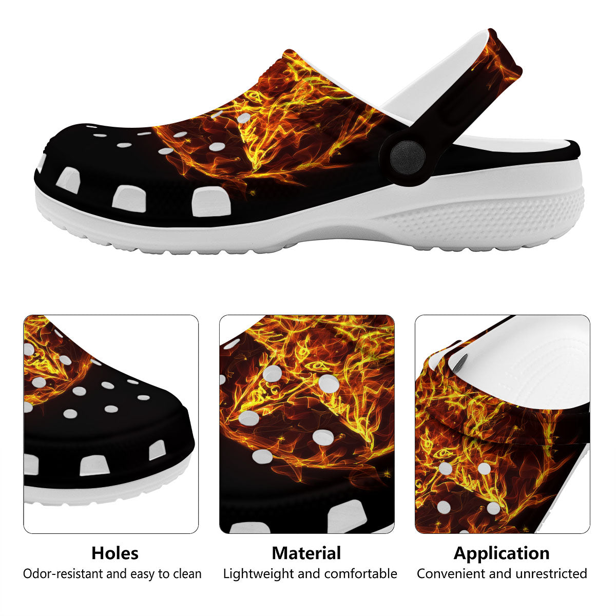 Pentagram Satanic Flame Print Clog-grizzshop