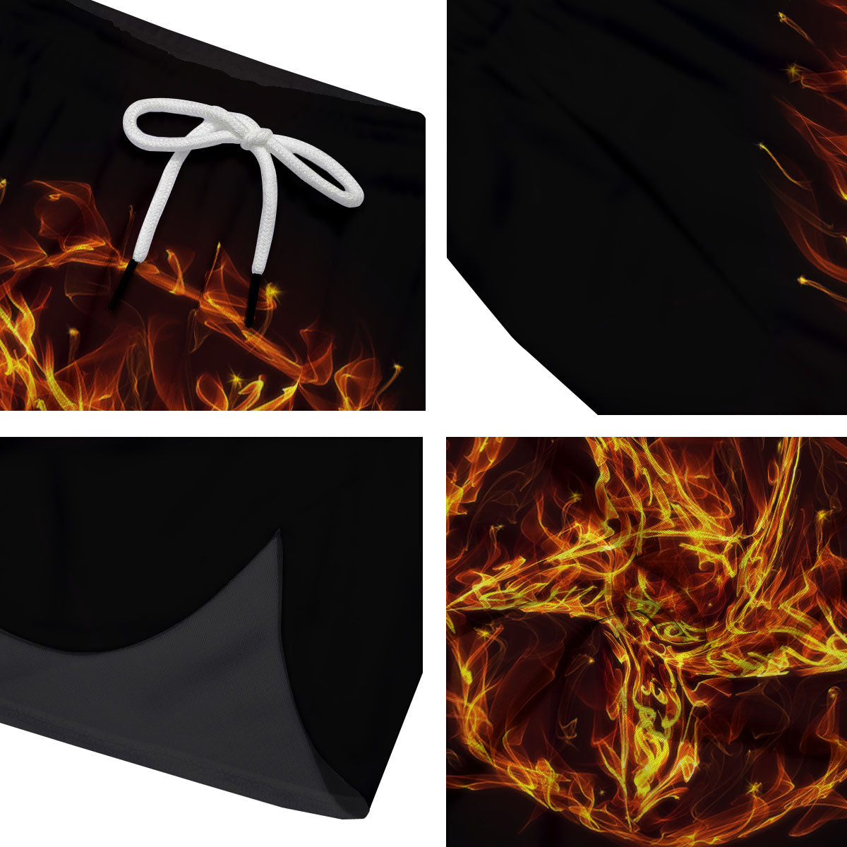 Pentagram Satanic Flame Print Men's Running Shorts-grizzshop