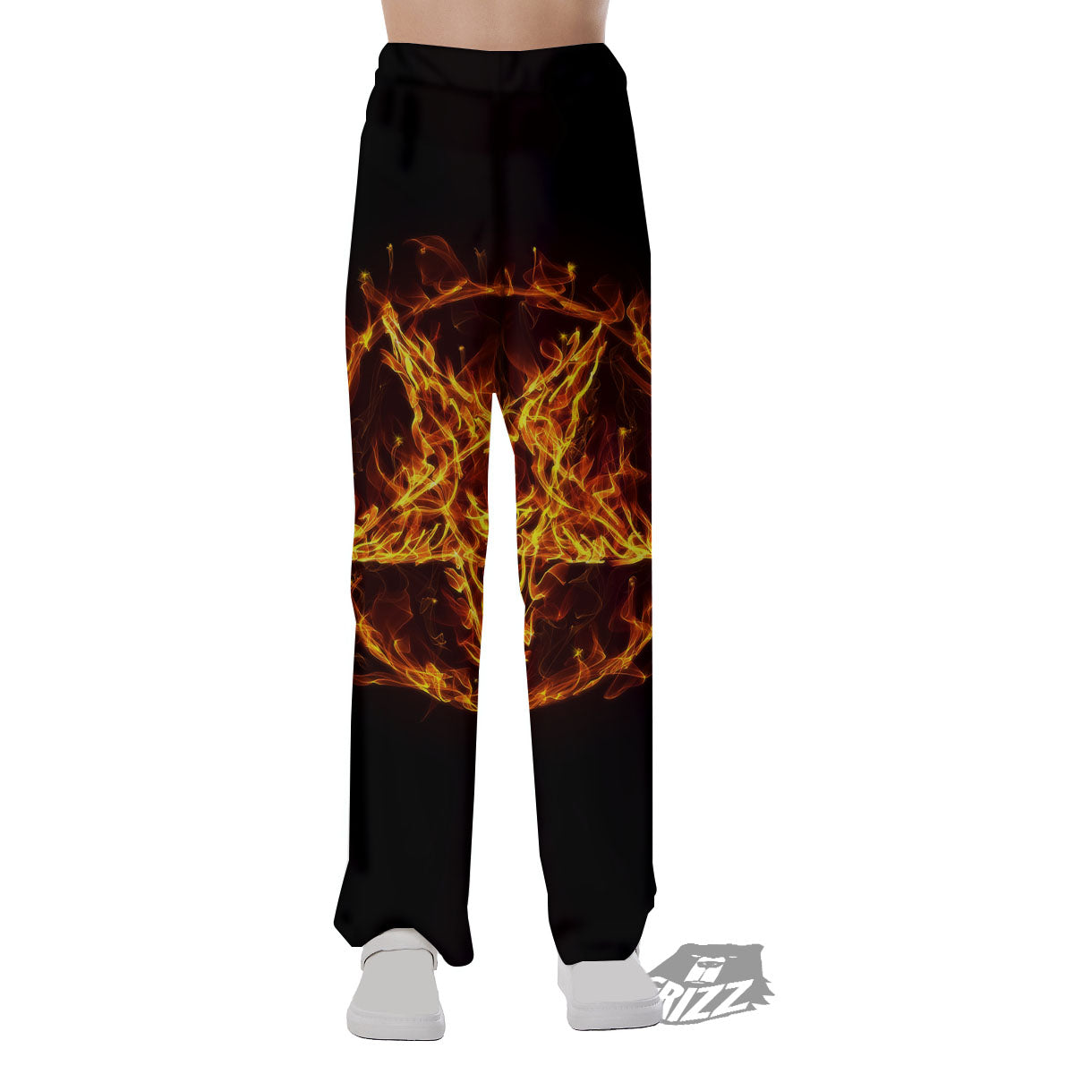 Pentagram Satanic Flame Print Pajama Pants-grizzshop