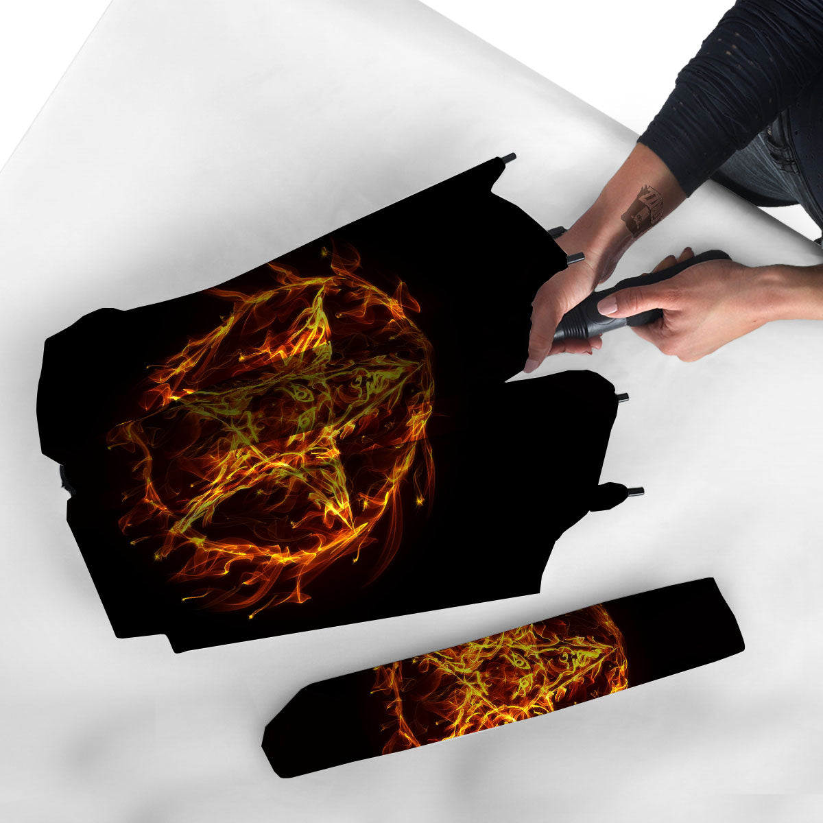 Pentagram Satanic Flame Print Umbrella-grizzshop