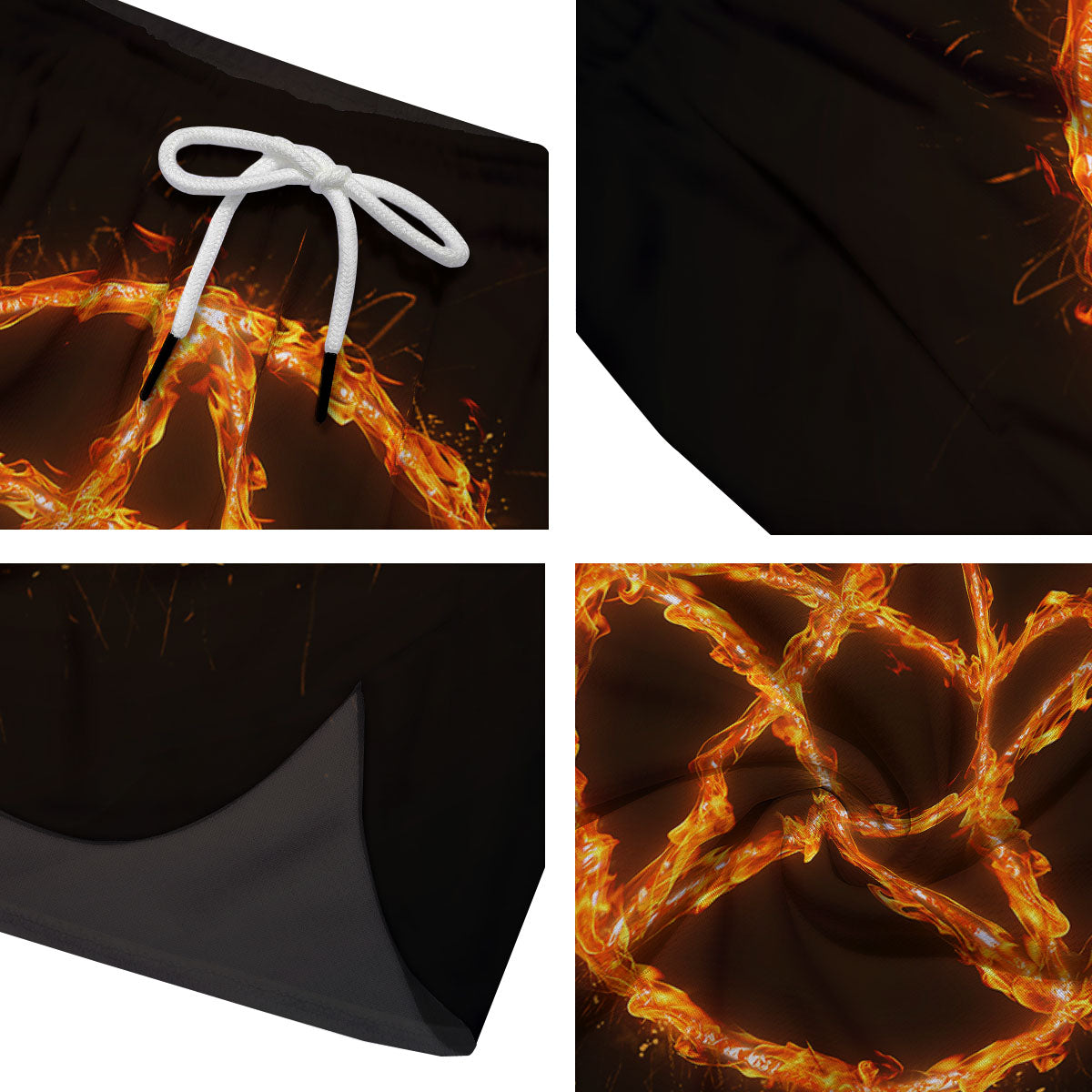 Pentagram Symbol Flaming Print Men's Running Shorts-grizzshop
