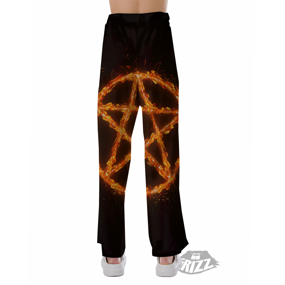 Pentagram Symbol Flaming Print Pajama Pants-grizzshop