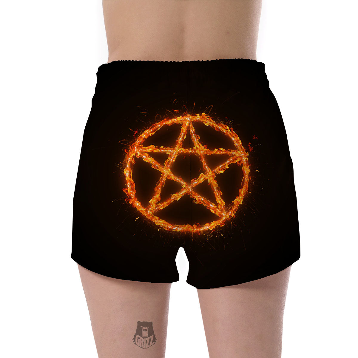 Pentagram Symbol Flaming Print Women's Shorts-grizzshop