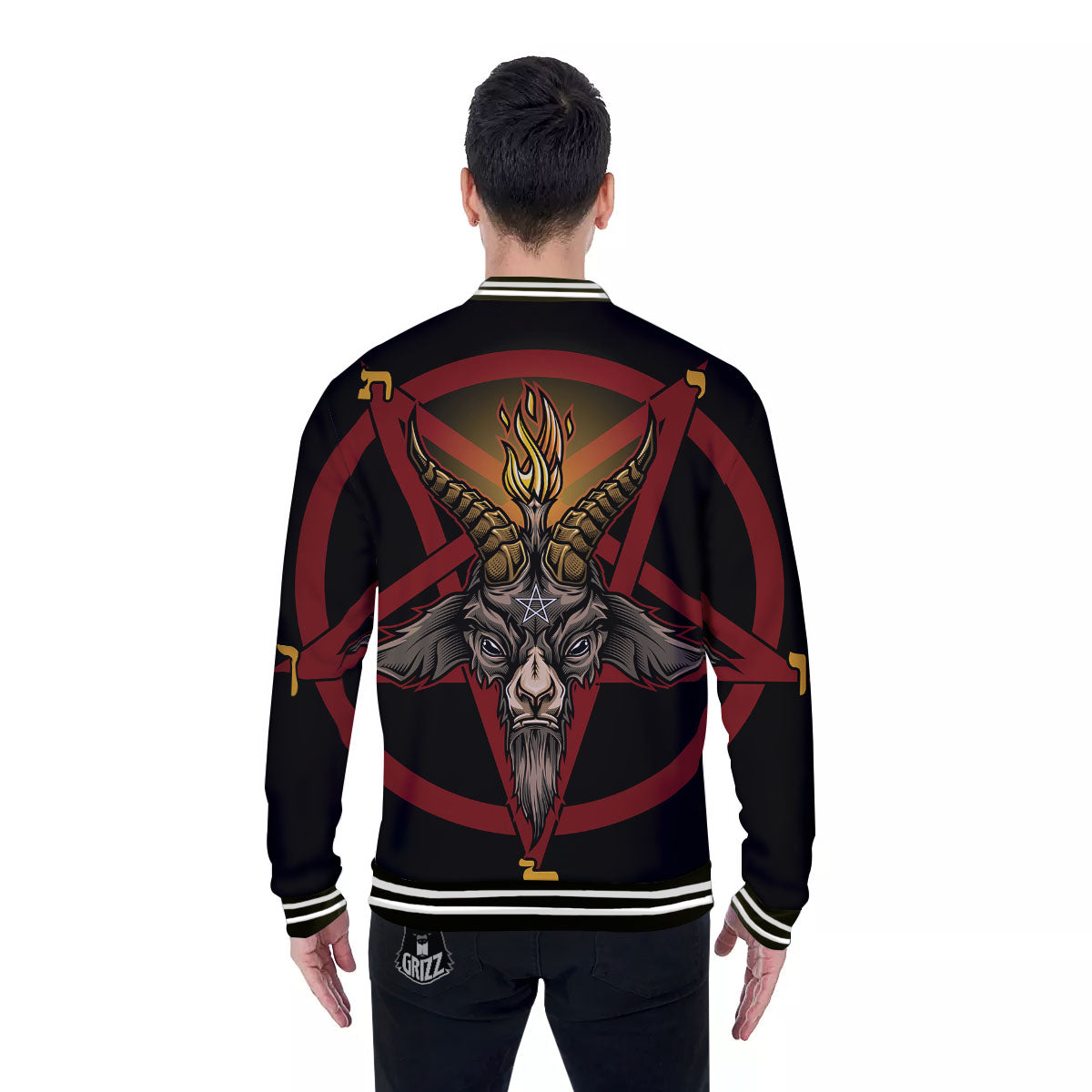 Pentagram Symbol Magic Print Baseball Jacket-grizzshop