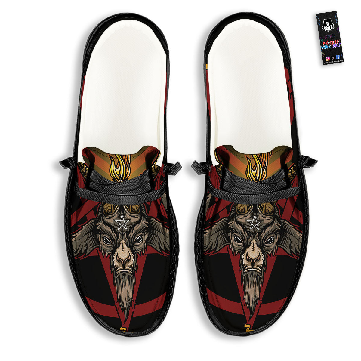 Pentagram Symbol Magic Print Black Loafers-grizzshop