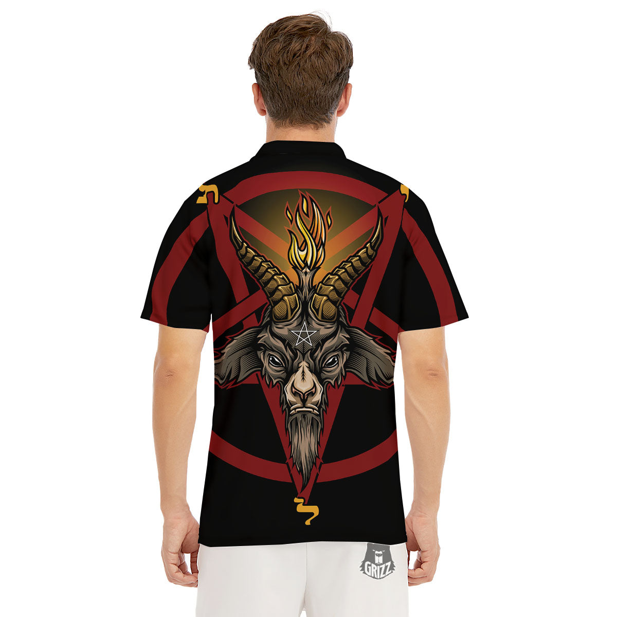 Pentagram Symbol Magic Print Men's Golf Shirts-grizzshop