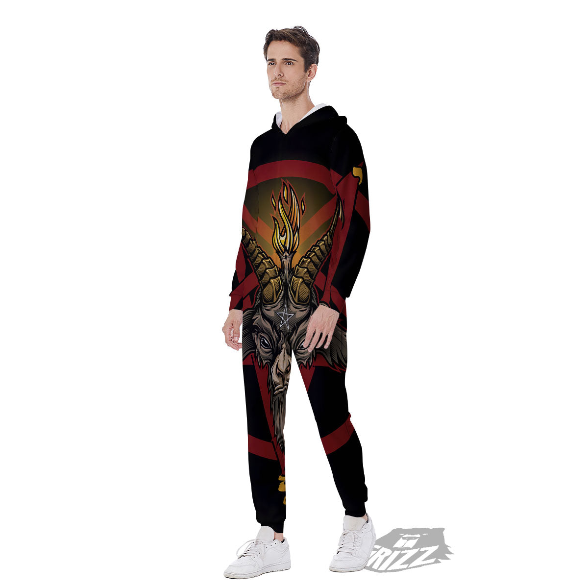Pentagram Symbol Magic Print Men's Jumpsuit-grizzshop